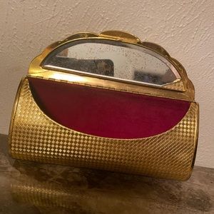 Vintage 1970’s metal clutch with mirror!!